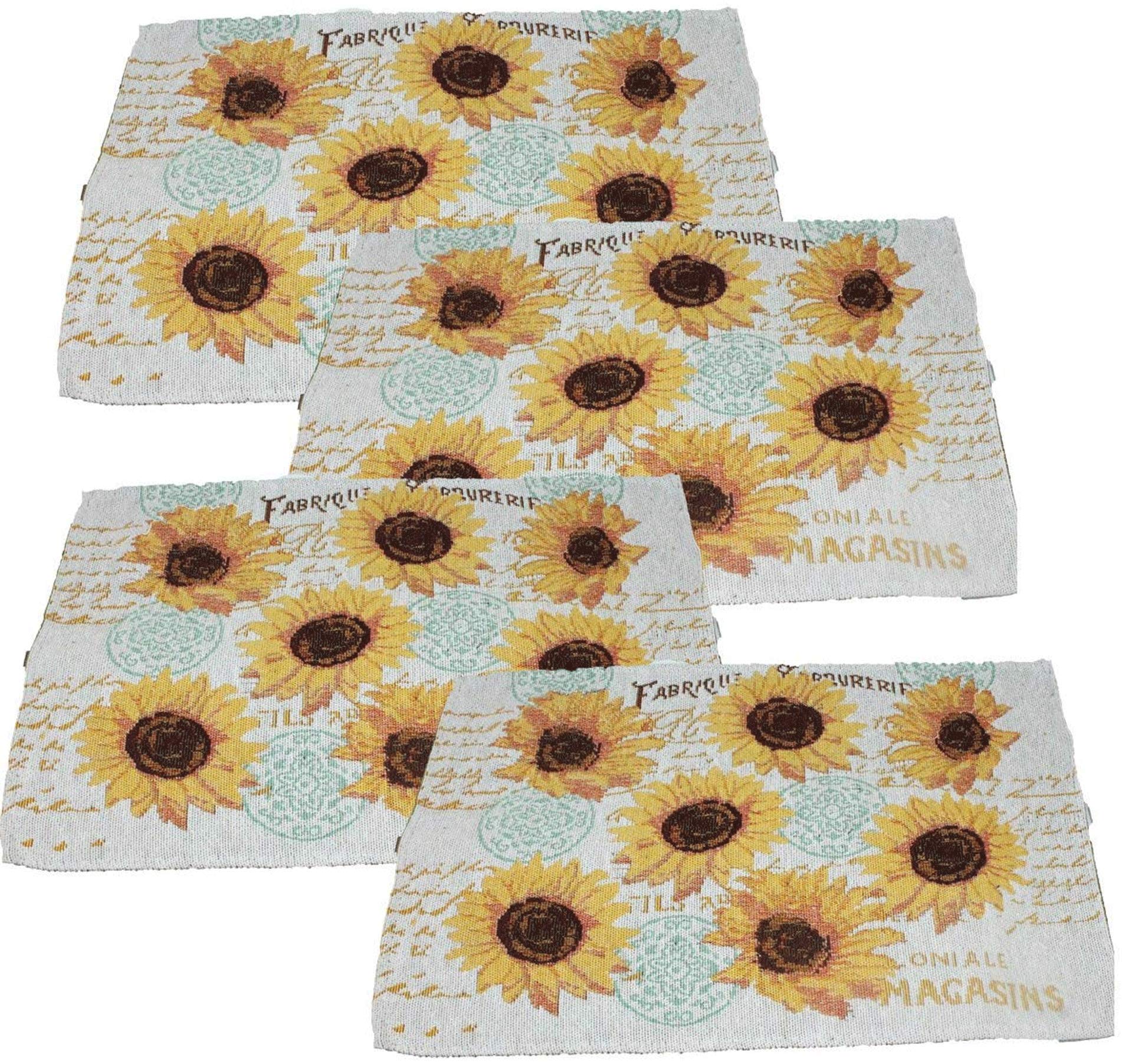 1pc Pvc Placemat Oil Painting Style Sunflower Pattern Placemat