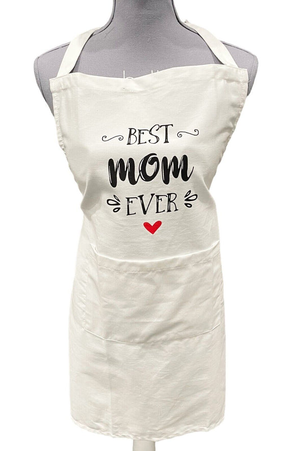 Cute Womens Apron for Mom - Canvas Kitchen Style - Best Mom Ever Christmas Gift