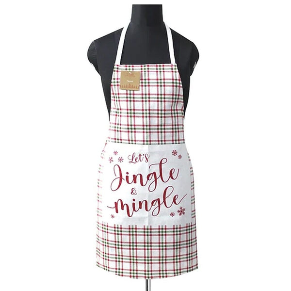 Womens Christmas Apron, Canvas Tie Back For Women or Men - Jingle & Mingle