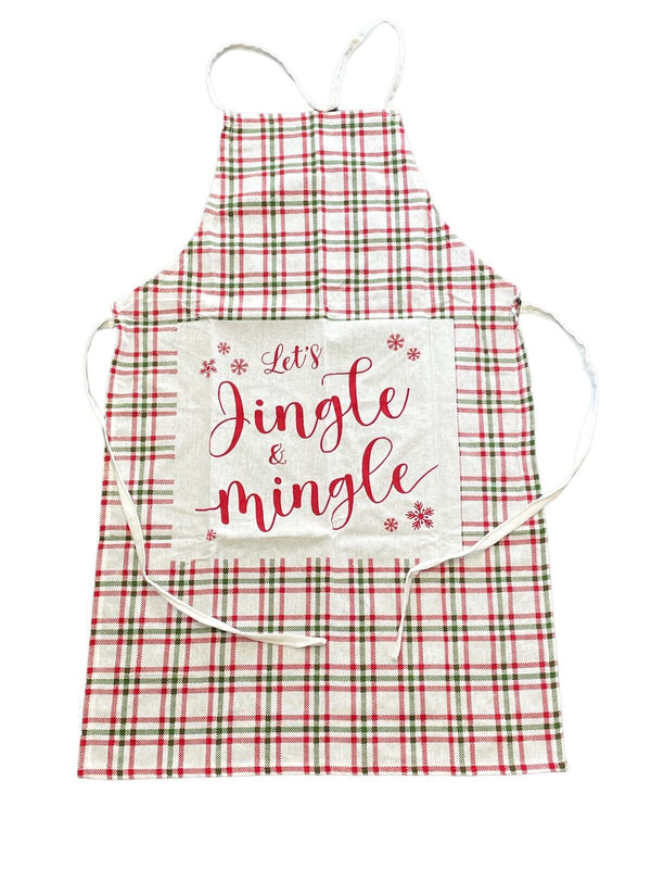 Womens Christmas Apron, Canvas Tie Back For Women or Men - Jingle & Mingle