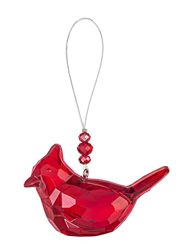 Memorial Cardinal Ornament Gift Red Bird Hanging Crystal Window Decor, Story Card and Suction Cup, Sign of a Visitor from Heaven (Cardinal Of Comfort)