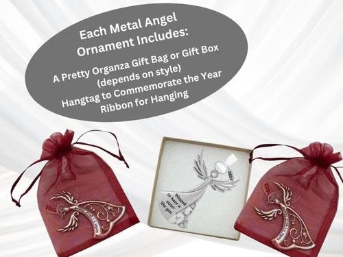 Metal Angel Christmas Ornament 2025 for Nurse, Mom, Grandma, Daughter, Friend or Sister with Sparkling Stones (Mom)