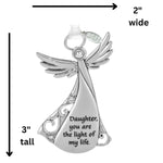 Metal Angel Christmas Ornament 2024 or Car Charm for Nurse, Mom, Grandma, Daughter, Friend or Sister with Sparkling Stones (Daughter)
