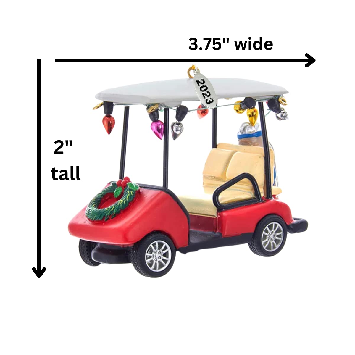 Golf Cart Christmas Ornament with 2024 Hangtag, Cute Replica Golf Cart Trimmed in Christmas Lights, Comes in Gift Box - Cool Golf Gifts for Men Golfers, Perfect Dad Gift