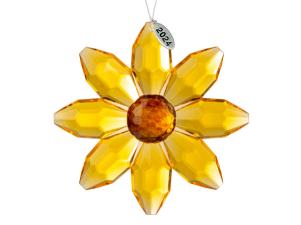 Stunning Double-Sided Sparkling Acrylic Sunflower Decor, 4.5'' Diameter - Sunflower Kitchen Decor, Sunflower Bathroom Decor - Includes A 2024 Silver Hangtag - Gift-Ready for Adults, Women