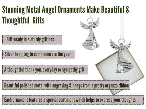 Metal Angel Christmas Ornament 2024 or Car Charm for Nurse, Mom, Grandma, Daughter, Friend or Sister with Sparkling Stones (Sister)