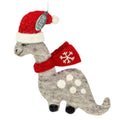 Dinosaur Christmas Ornament, Dinosaur Gift for Boys, Cute Brontosaurus with Red Scarf, Felted Felt Wool Fair Trade, Hand Felted Made in Nepal-Comes in a Gift Box