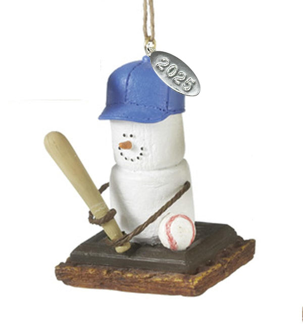 Baseball Ornament, Smores Baseball Christmas Ornament Gift, Stocking Stuffer - Comes in Gift Bag, Hangtag w Year