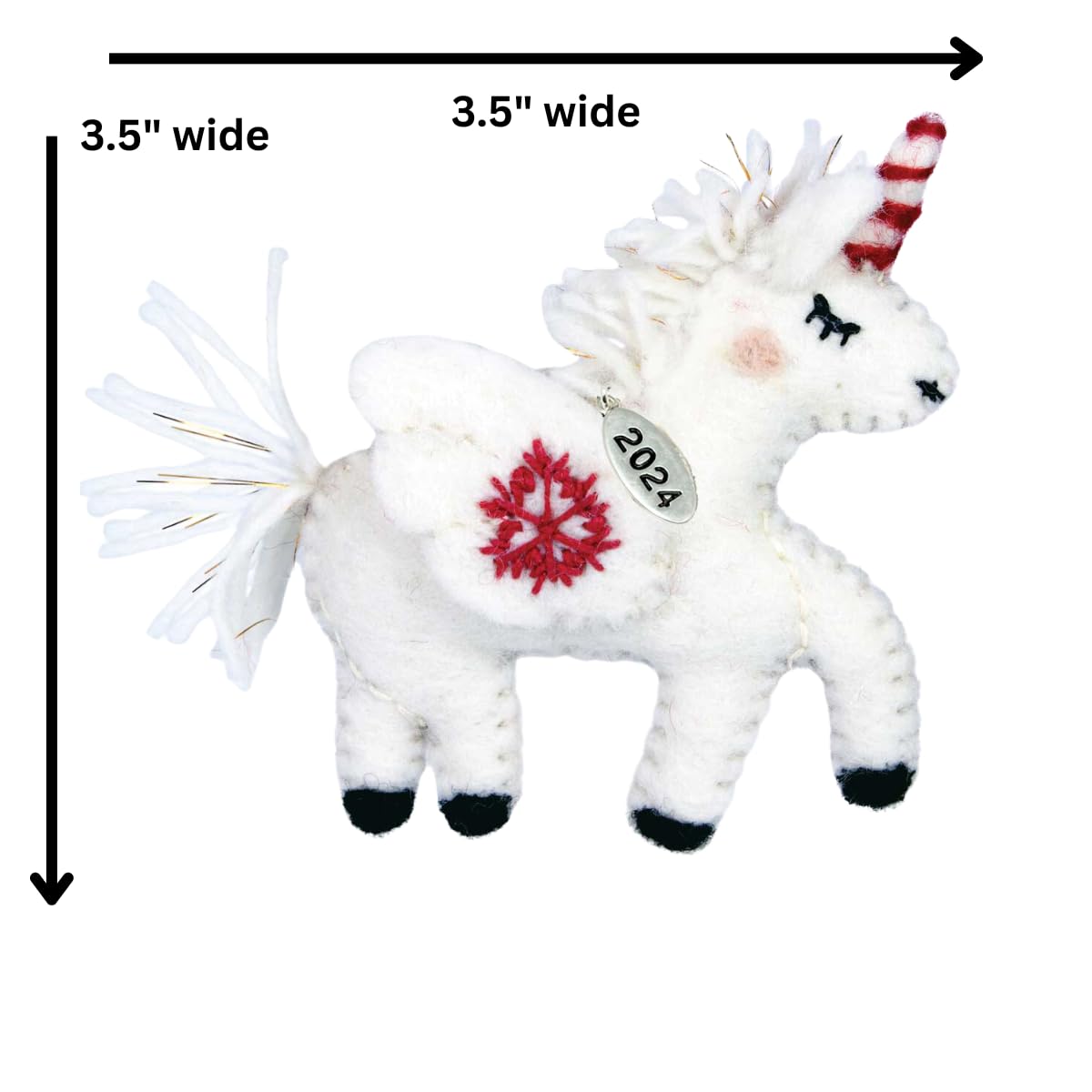 Unicorn Christmas Ornament 2024, Felt Christmas Ornaments, Unicorn Gifts for Women, Unicorn Gifts for Girls - Fair Trade, Hand Felted Made in Nepal - Comes in a Gift Box so It's Ready for Giving