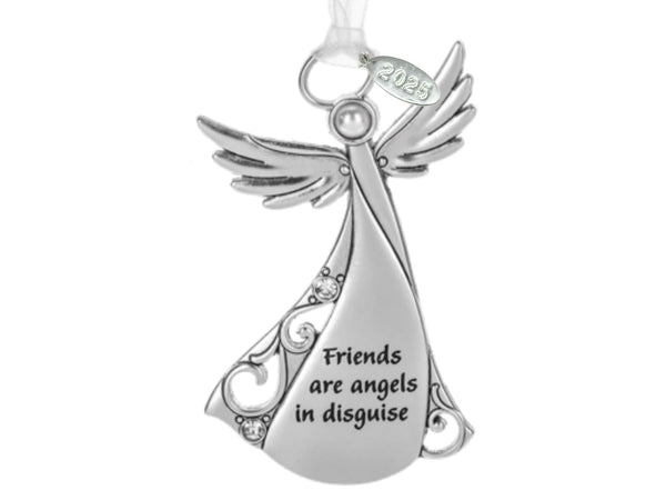Metal Angel Christmas Ornament 2024 for Nurse, Mom, Grandma, Daughter, Friend or Sister with Sparkling Stones (Friend)