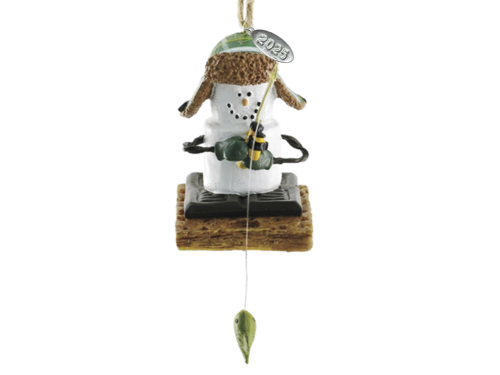 Smores Ice Fishing Ornament, Ice Fisherman, Fish on Rod - Comes in Gift Box so It's Ready for Giving