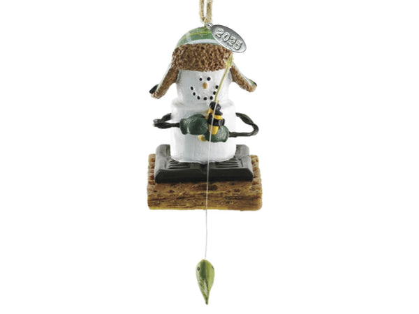 2025 Smores Ice Fishing Ornament, Ice Fisherman, Fish on Rod - Comes in Gift Box so It's Ready for Giving