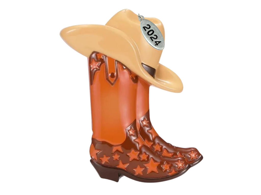 Brown Cowboy Boot Ornament, Arrives in Gift Box
