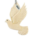 Stunning White Wood Dove Ornament, 2024 Dove of Peace Ornament, Religious Ornaments - Handcrafted, Comes in a Gift Box so It's Ready for Giving
