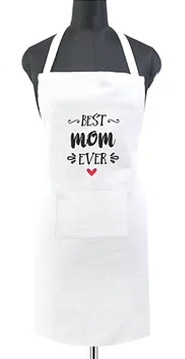 Cute Womens Apron for Mom - Canvas Kitchen Style - Best Mom Ever Christmas Gift