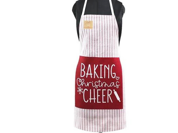 Womens Christmas Apron, Canvas Tie Back For Women, Baking Christmas Cheer Design