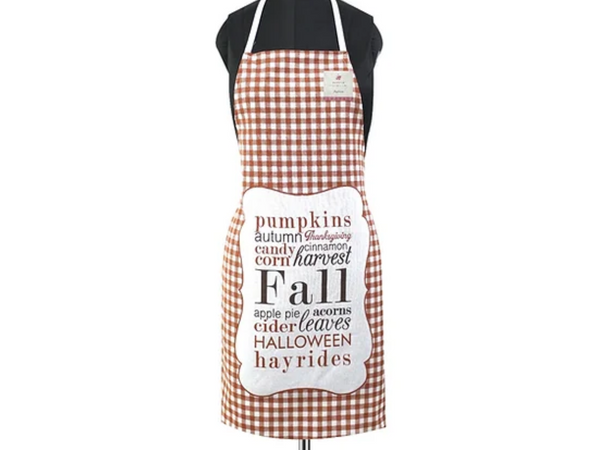 Women's Cooking Apron - Fall Word Art Plaid Design, Baking, Thanksgiving Gift