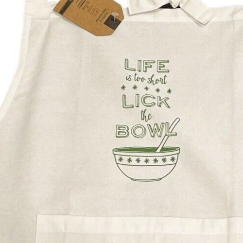 Women's Cotton Tie Back Apron - Life is Short, Lick The Bowl, Baking Gift Idea