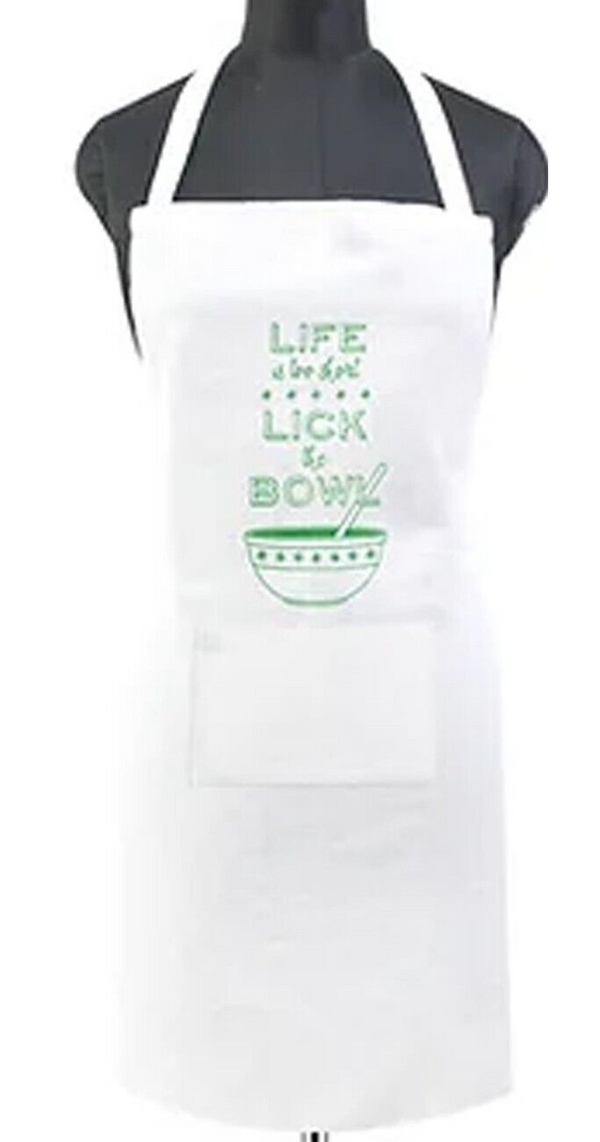 Women's Cotton Tie Back Apron - Life is Short, Lick The Bowl, Baking Gift Idea