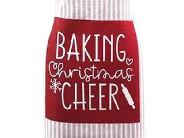 Womens Christmas Apron, Canvas Tie Back For Women, Baking Christmas Cheer Design