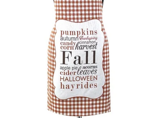 Women's Cooking Apron - Fall Word Art Plaid Design, Baking, Thanksgiving Gift