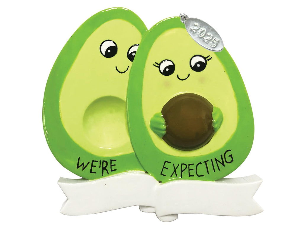 Avocado Couple Expecting Ornament - Cute and Funny Pregnancy Ornament To Personalize at home, in gift box