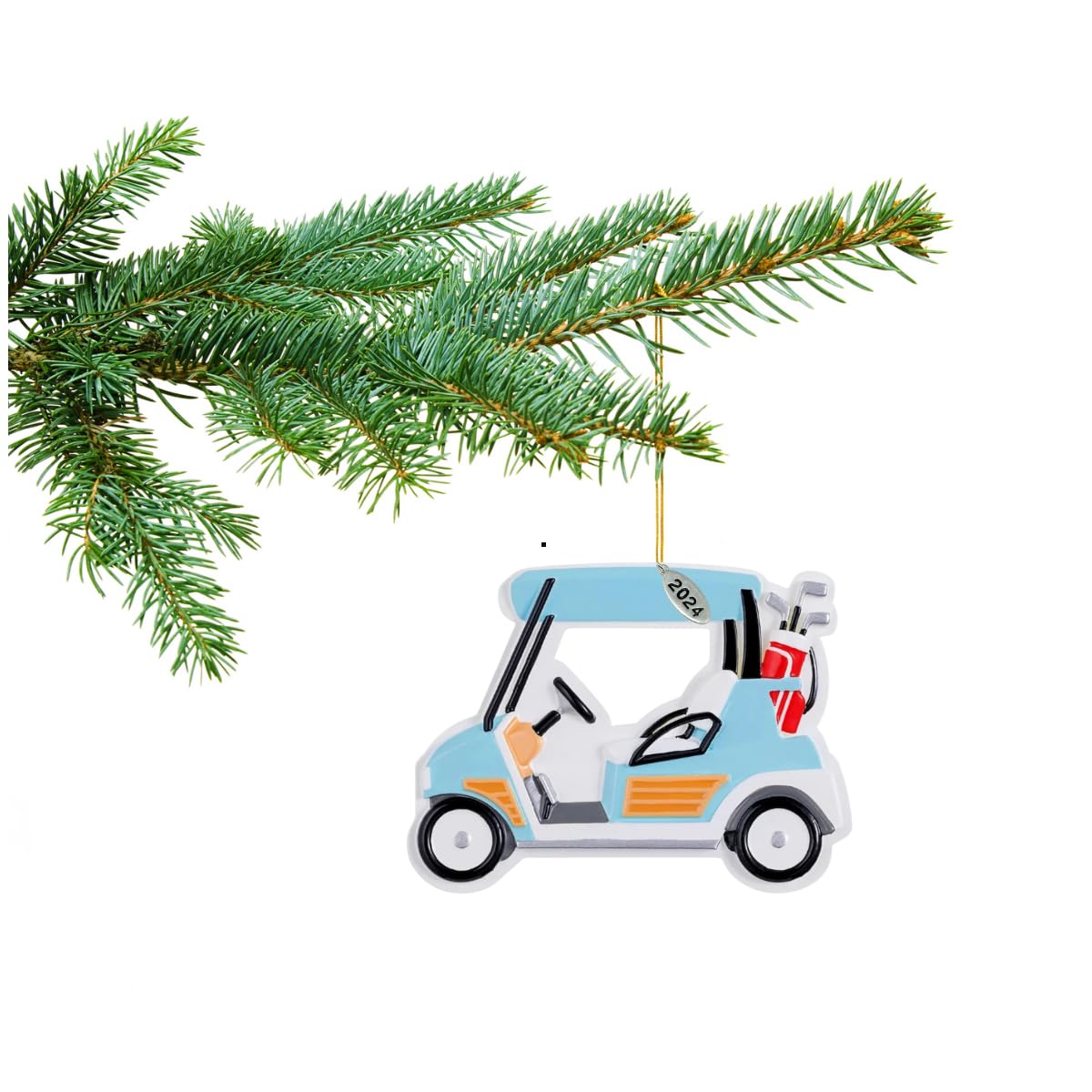 Golf Cart Christmas Ornament with 2024 Hangtag, Cute Blue Golf Cart, Comes in Gift Box - Cool Golf Gifts for Men Golfers, Perfect Dad Gift