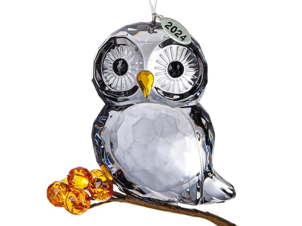 Midnight Owl Ornament, 3-inch Length, Beautifully Carved Acrylic Ornament, Owl Suncatcher or Good Luck Owl Car Charm - inculdes 2024 hangtag and Gift Box