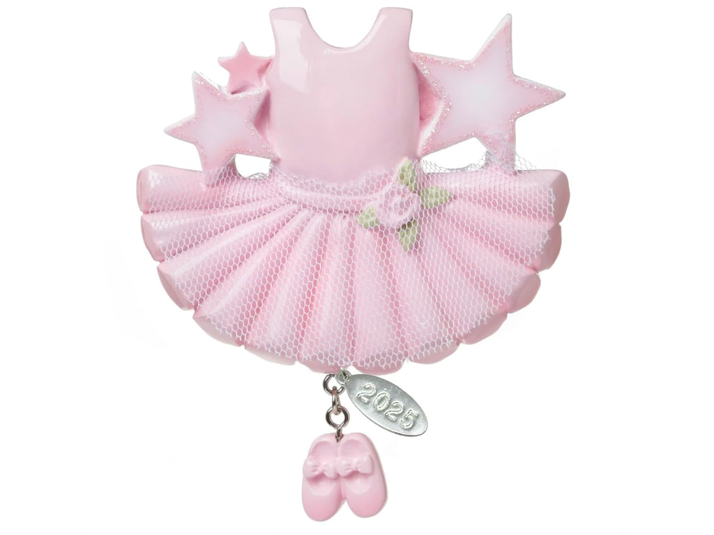 2025 Pink Ballet Outfit w/Tulle Skirt & Glitter Ornament, Great Dance or Ballerina Gift Idea, Can Personalize At Home, In Gift Box