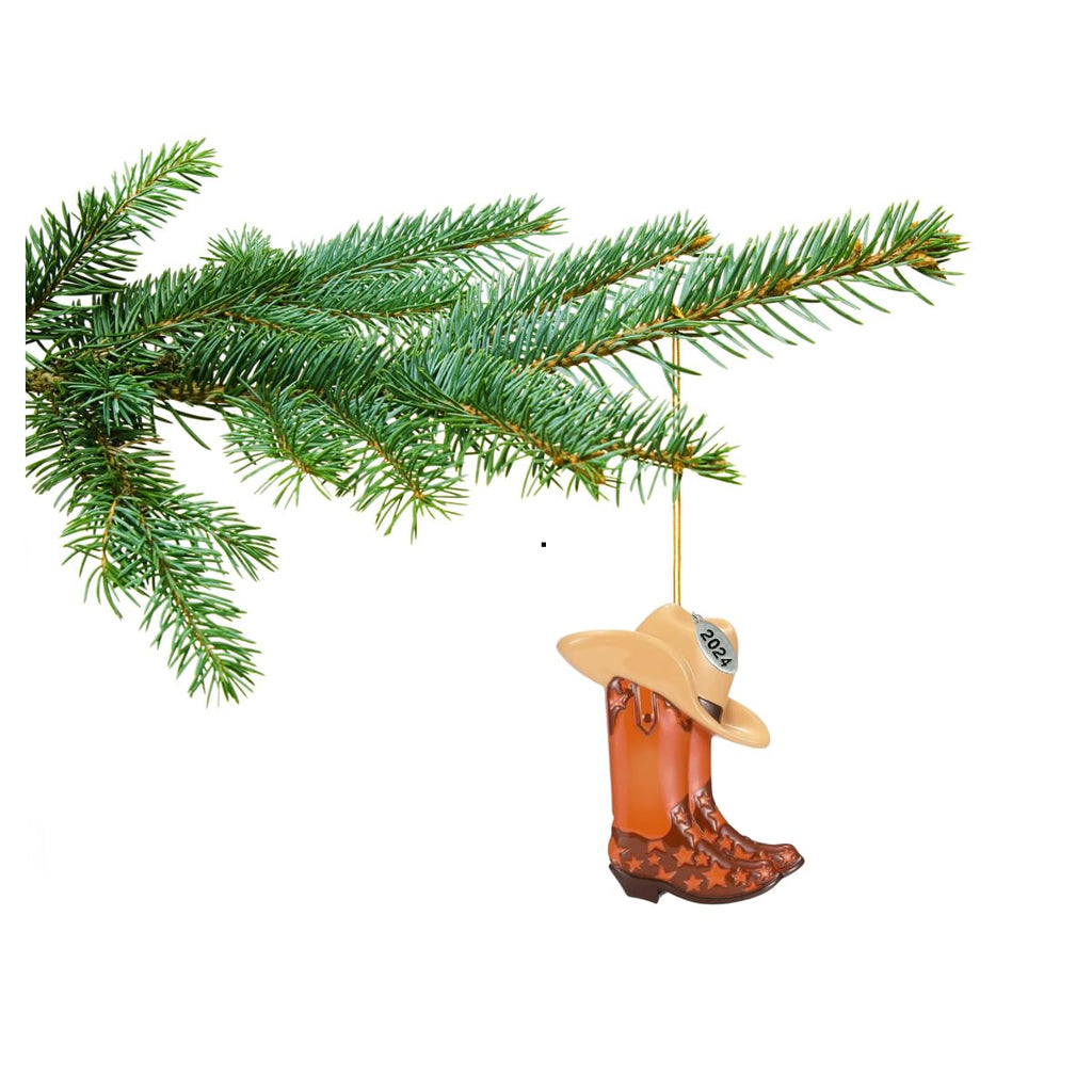 Brown Cowboy Boot Ornament, Arrives in Gift Box