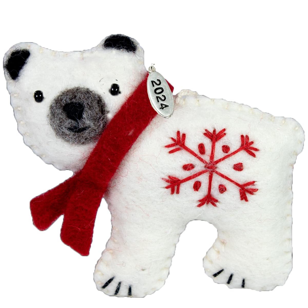 Cute Polar Bear Gifts, Felt Polar Bear Ornament, 2025 Fair Trade Christmas Ornament, Hand Felted Made in Nepal - Comes in a Gift Box