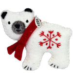 Cute Polar Bear Gifts, Felt Polar Bear Ornament, 2024 Fair Trade Christmas Ornament, Hand Felted Made in Nepal - Comes in a Gift Box