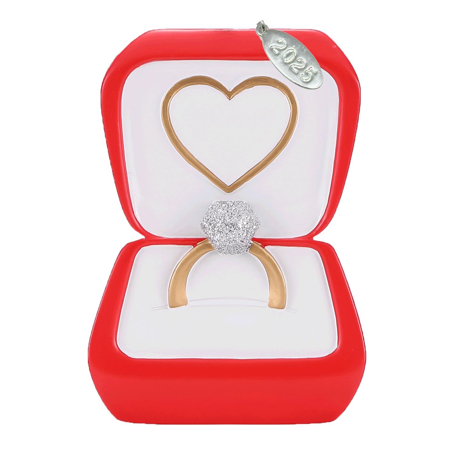 2025 Engagement Ornament - Diamond Ring in Red Box - Can Be Personalized At Home, Comes in Gift Box