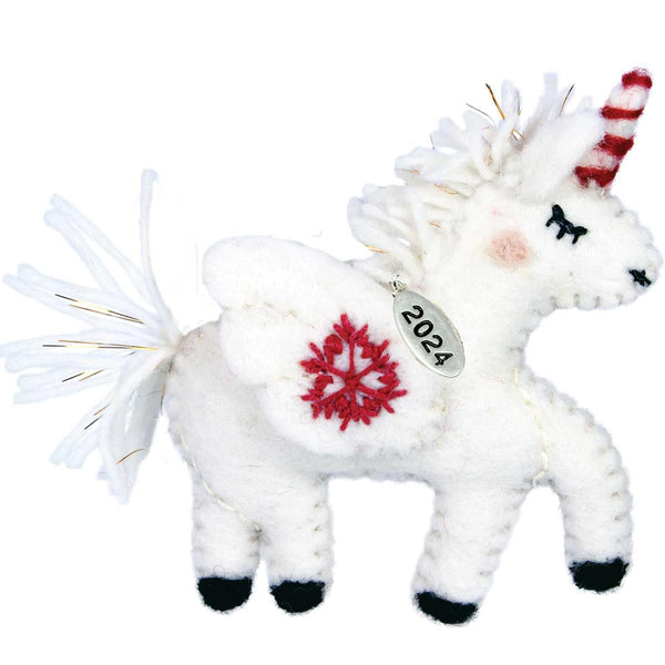 Unicorn Christmas Ornament 2024, Felt Christmas Ornaments, Unicorn Gifts for Women, Unicorn Gifts for Girls - Fair Trade, Hand Felted Made in Nepal - Comes in a Gift Box so It's Ready for Giving