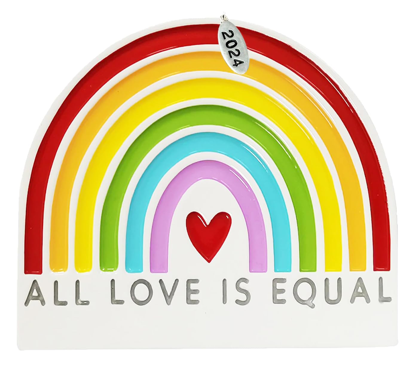 Gay Pride Christmas Ornaments, 2024 Gay Christmas Ornaments for Men or Women - Large Size Ornament - All Love is Equal Rainbow - Easy to Personalize at Home - Comes in a Gift Box