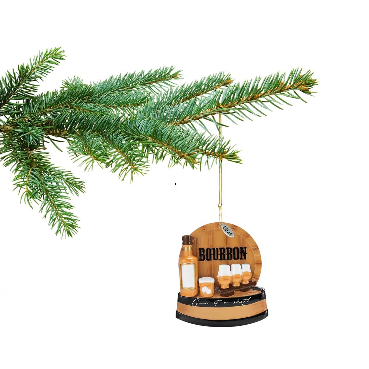 Bourbon Whiskey Christmas Ornaments - Can Easily Be Personalized at Home, Great Bourbon Gifts for Men, Bourbon Stocking Stuffers, Comes in Gift Box