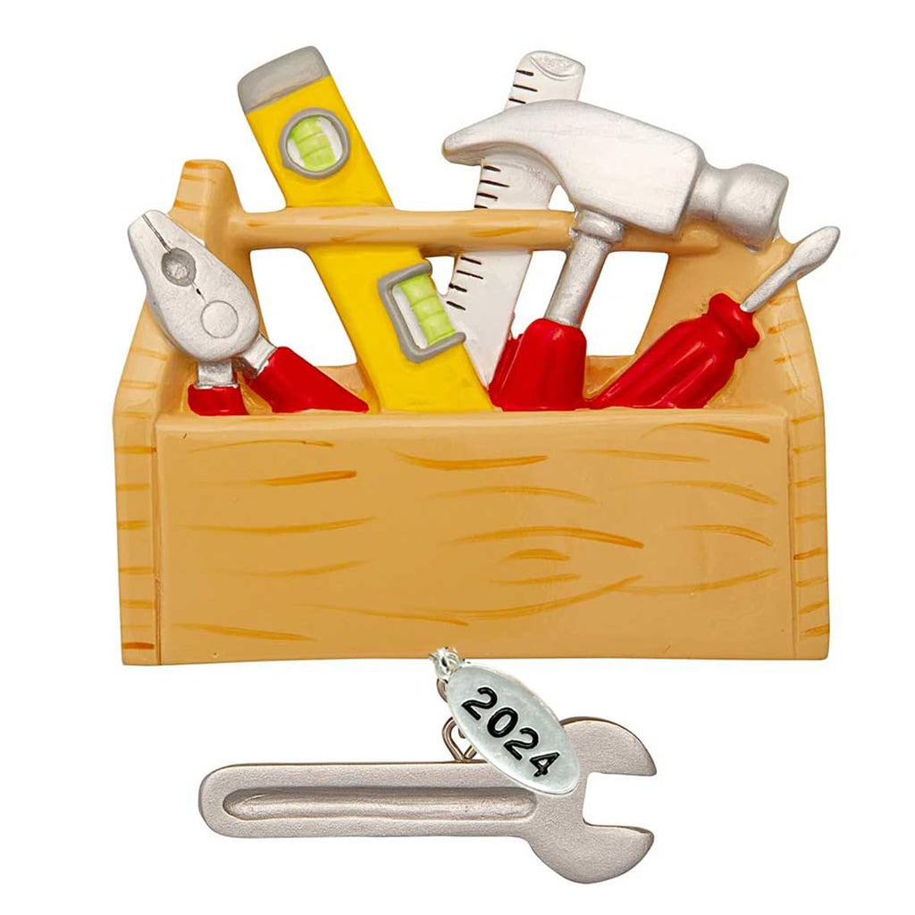 Handyman, Carpenter Ornament, w/ Tools and Toolbox - Easy to Personalize at Home - Comes in a Gift Box