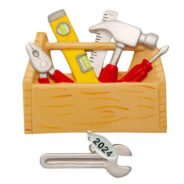 Handyman Gifts 2024 Carpenter Ornament, Handyman Ornament, dad Ornament - Tools and Toolbox - Easy to Personalize at Home - Comes in a Gift Box so It's Ready for Giving