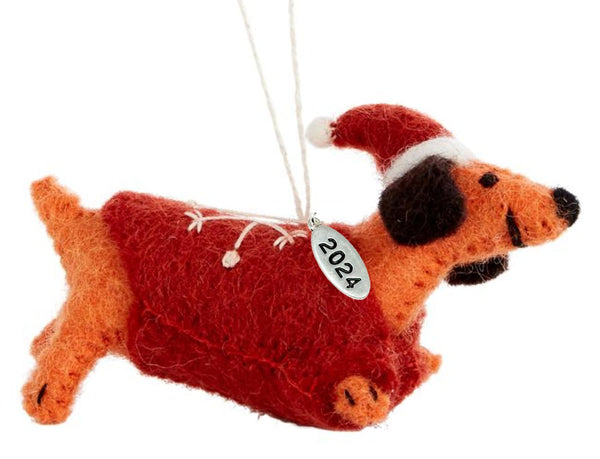 Dachshund Christmas Ornaments - Boiled Wool Santa Dachshund Ornament - Cute Dog Ornament 2024