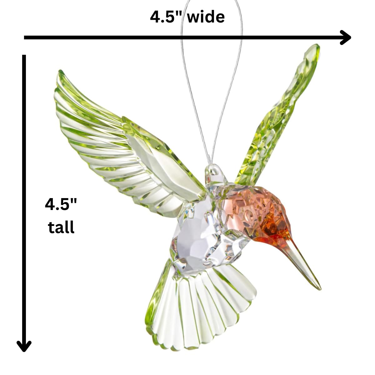 Crystal Suncatcher with Prism - 2025 Red-Throated Hummingbird Acrylic Ornament, Stunning Hummingbird Suncatcher or Hummingbird Memorial Ornament, Includes Suction Cup, 2025 hangtag and Gift Box