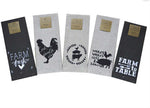 Farmhouse Kitchen Towels - 5Pc Gift Set - Cute & Funny, Dark Linen and Black, Comes in Organza Gift Bag