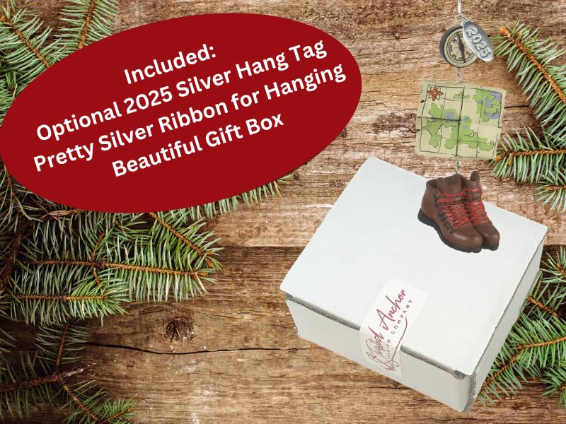 2025 Camping Ornaments Backpacking, Hiking Ornament - Stunning Dangling Hiking Boot - Comes in a Gift Box so It's Ready for Giving
