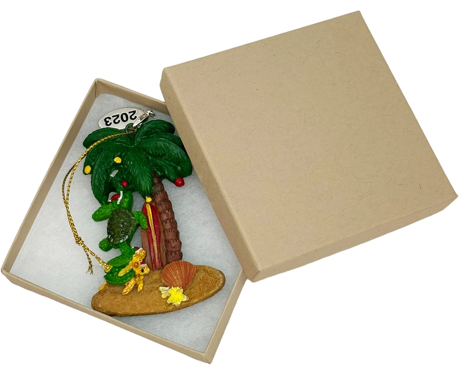 Palm Tree Ornament - Tropical Christmas Ornaments - Palm Tree Wrapped in Christmas Bulbs - Comes in A Gift Box So It's Ready for Giving