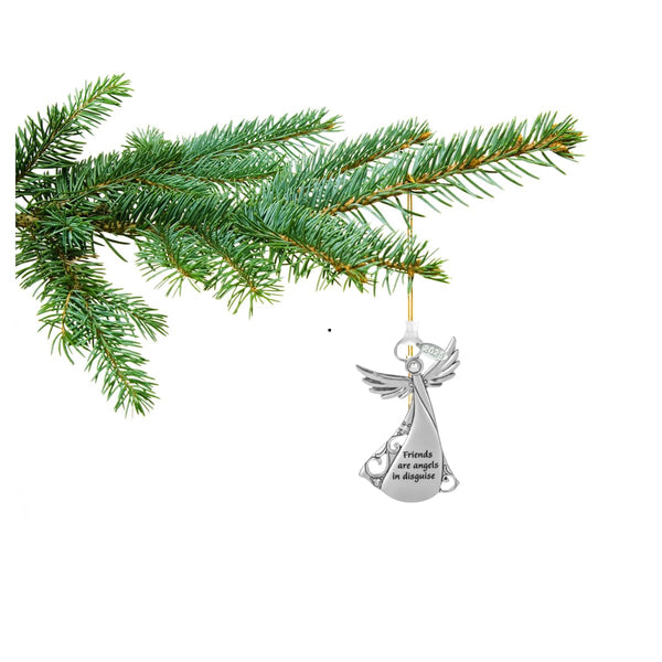 Metal Angel Christmas Ornament 2024 for Nurse, Mom, Grandma, Daughter, Friend or Sister with Sparkling Stones (Friend)