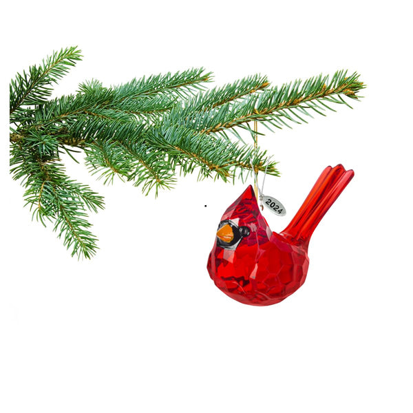 Cardinal Memorial Gift, Red Bird Cardinal Ornament Gift Hanging Acrylic Crystal Window Deor with 2024 Charm, Story Card & Suction Cup - Sign of a Visitor from Heaven
