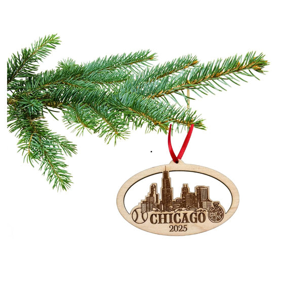 Chicago Ornament 2025, Beautiful Laser Cut Wood Chicago Gifts, Windy City Gift Idea, Chicago Trip Souvenir Idea, City Gifts, Comes in a Gift Box