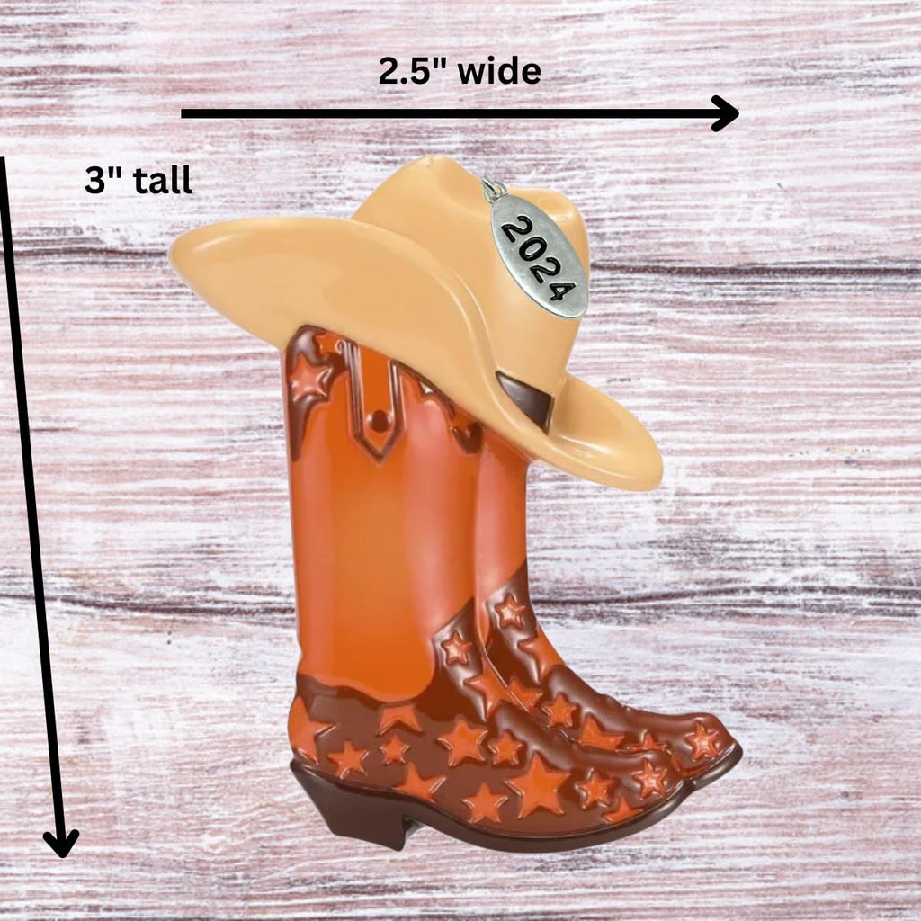 Brown Cowboy Boot Ornament, Arrives in Gift Box