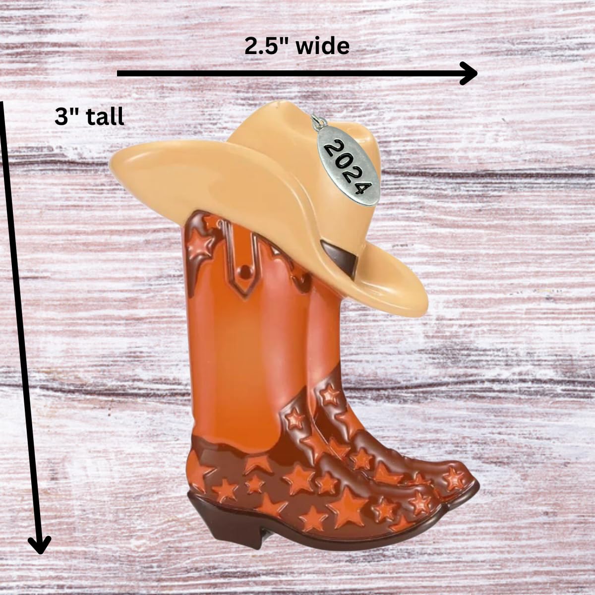 Brown Cowboy Boot Ornament, Arrives in Gift Box