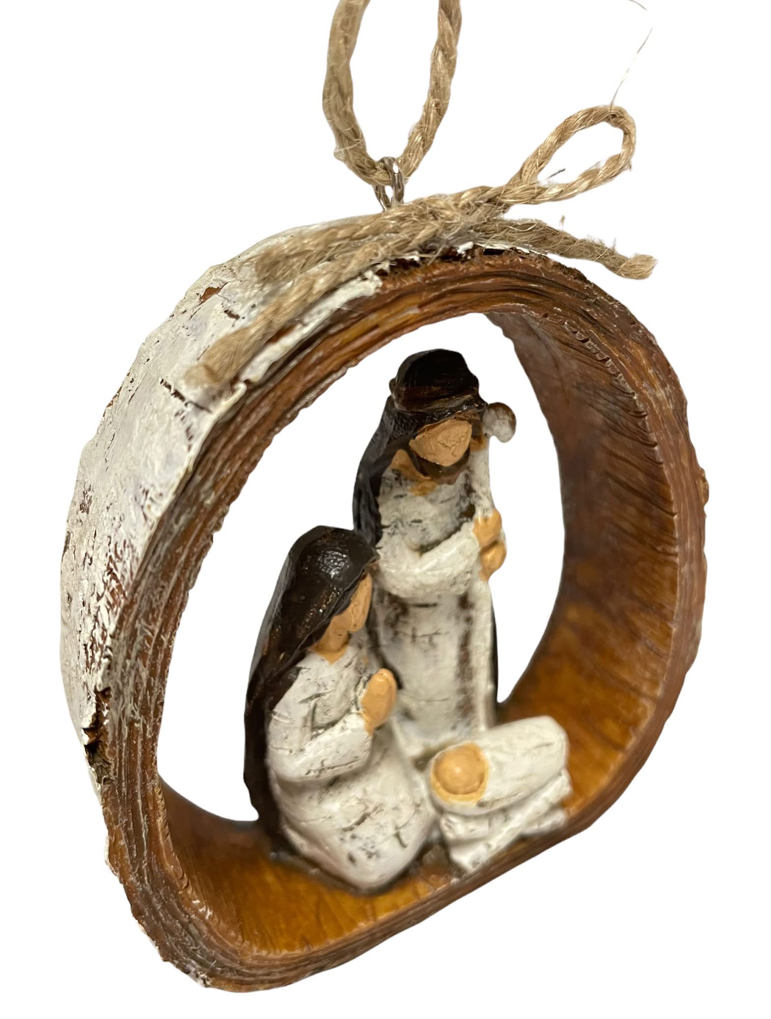 Religious Christmas Ornament, Nativity Ornament, Carved-Look Rustic Nativity Ornament for Christmas Tree - Rustic Resin Carved Holy Family Ornament - 2025 - Comes in a Gift Box