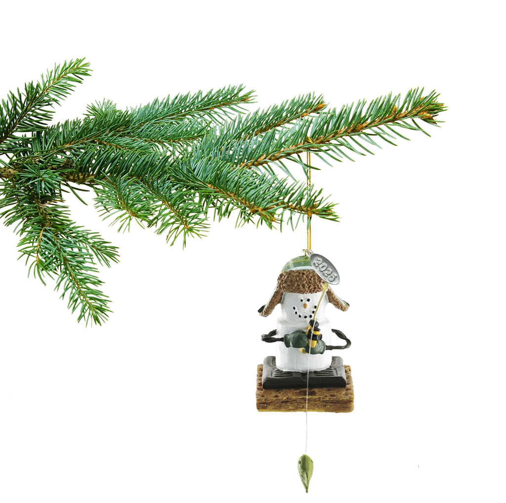 Smores Ice Fishing Ornament, Ice Fisherman, Fish on Rod - Comes in Gift Box so It's Ready for Giving
